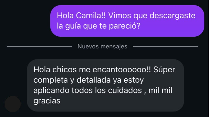 Mensaje de una dueña: la guía le encantó y ya aplica todos los cuidados